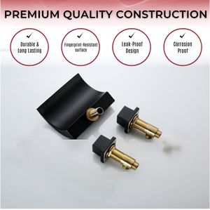 Grifo de Bañera Romano Cascada Negro Mate Premium de 3 Orificios para Montaje en Cubierta con Manijas Cuadradas - Product Image 3