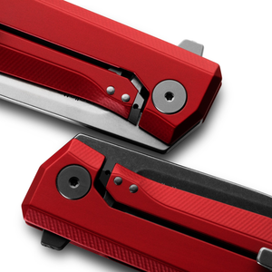 Cuchillos Plegables con Mango Rojo y Hoja Plateada con Punta de Gota, Clip Metálico para Bolsillo, Apertura Flipper y Agarre Ergonómico para Camping y Uso Diario - Product Image 6