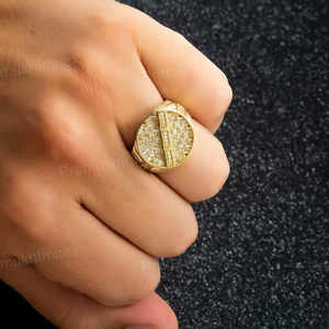 925 Sterling <b>Silver</b> Moissanite <b>Mens</b> <b>Ring</b> Round Cut Diamond Look Luxury Statement Jewelry Gift - Product Image 2