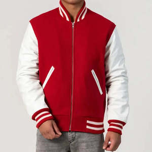 Chaqueta Varsity Roja y Blanca para Hombre, Cierre de Cremallera, Corte Regular, Estilo Casual, Material de Spandex/Poliéster, Tejido Resistente al Viento para Primavera - Product Image 5