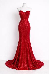 ชุดเดรสยาวสีแดงประดับเลื่อมสำหรับผู้หญิง ชุดเดรสเลื่อมยาวแบบไม่มีแขนสำหรับผู้หญิง ขายส่งชุดเดรสสำหรับงานปาร์ตี้ ราคาประหยัด - Product Image 5