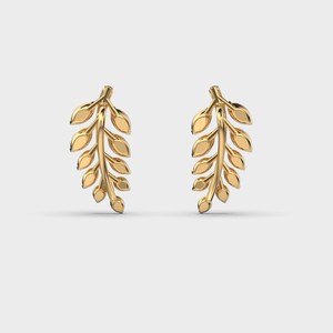 Luxury Yellow Gold Marquise Diamond <b>Huggie</b> <b>Earrings</b> Plant Pattern Women's Wedding Jewelry - Product Image 4