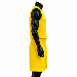 Ensemble d'uniformes personnalisés pour équipe de basketball |   Maillots unisexes sans manches respirants en polyester 100% sublimé, shorts à cordon de serrage |   Col en V - Product Image 3