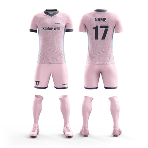Ensemble d'uniformes de football de haute qualité, couleurs personnalisées, logo, 100% coton, col en V, taille élastique, manches courtes, séchage rapide, design personnalisé - Product Image 3