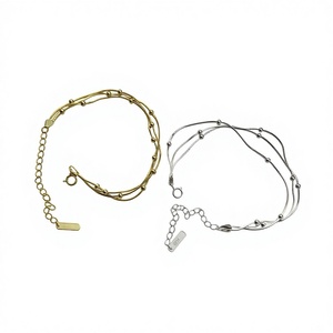 S925 Sterling Silver Gold Two-Color Three-Layer Snake Bone <b>Bead</b> Unisex Korean Basic Hand Jewelry Gift Wholesale - Product Image 2