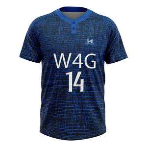 Maillot de baseball personnalisé pour homme à deux boutons, design coupé-cousu, lettres et numéros en twill, durable, anti-humidité, uniforme d'équipe - Product Image 1