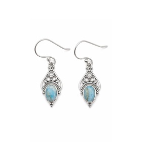 Boucles d'oreilles en argent sterling avec pierre turquoise pour femme, bijoux élégants en pierre précieuse bleue, design artisanal unique pour fête et mariage - Product Image 3