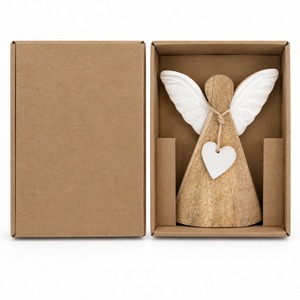 Figura de Ángel de Madera Hecha a Mano con Alas Blancas y Corazón, Decoración Rústica para Mesa, Adorno Navideño para Sala de Estar, Pieza Individual - Product Image 5