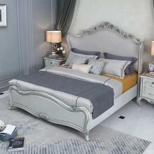 Oferta Especial: Juego de Dormitorio de Lujo Moderno y Clásico en Blanco Plateado, Cama Tapizada, Muebles Elegantes y Minimalistas para Hotel - Product Image 2