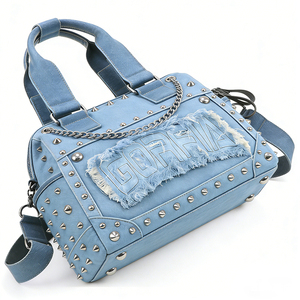 Bolso de Lona de Gran Capacidad, Moderno y a la Moda, con Cadena para el Hombro, Cierre de Cremallera, Decoración, Estilo Casual - Product Image 4