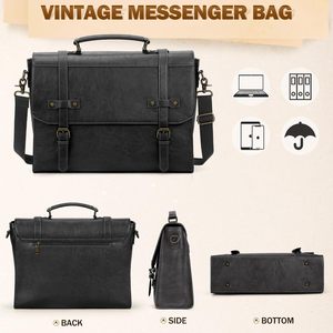 Genuine Leather Durable Portable Crossbody Laptop Briefcase Satchel <b>Bag</b> Men's Office Custom Logo 18-inch Large Capacity <b>Computer</b> - Product Image 6