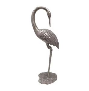 Escultura de Jardín de Aluminio con Forma de Grúa, Color Níquel Plateado Rústico, Decoración de Jardín de Estilo Moderno, Hecha a Mano - Product Image 4