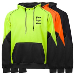 Custom Reflective <b>Zip</b>-Up Hoodie for Men 100% Cotton Full-<b>Zip</b> <b>Hooded</b> Sweatshirt Striped Pattern Pocket High Visibility Yellow - Product Image 2