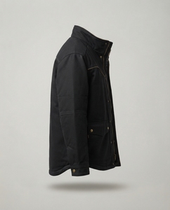 Premium Jet Black <b>Sherpa</b> <b>Lined</b> Cotton Hooded Windproof Casual Men Winter <b>Jacket</b> - Product Image 2