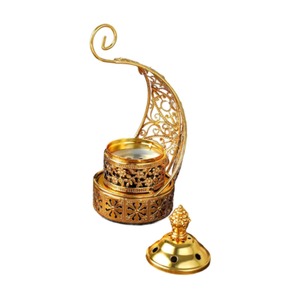Brûleur d'encens électrique en métal, diffuseur d'aromathérapie, motif floral en relief avec décoration en pierres précieuses et interrupteur d'alimentation - Product Image 2