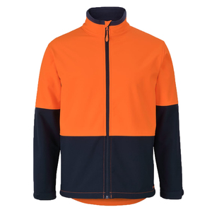 Chaqueta de forro polar color naranja para hombre, con cuello alto, cierre de cremallera, estilo softshell, resistente al viento, estilo ropa de trabajo, para otoño. - Product Image 3
