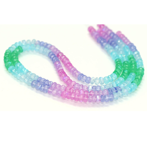 Cuentas redondas lisas de piedra lunar arcoíris natural brillante, 15 pulgadas, 5-8 mm, cuentas de piedras preciosas rosas, azules y verdes, joyería al por mayor - Product Image 3