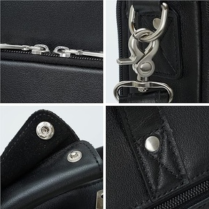 Professional Men's PU Leather Briefcase With Adjustable Strap Zipper Closure Solid Black Business <b>Bag</b> 20-30L Capacity - Product Image 2