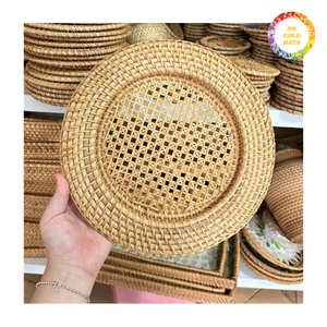 Rattan Charger <b>Plate</b> Handcrafted Handpainted Vintage Design Eco-Friendly <b>Disposable</b> Table <b>Plate</b> for Dining Decoration Wedding - Product Image 5