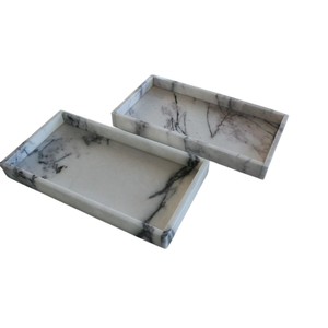 ถาดเสิร์ฟงานแต่งงานทำมือจากหินอ่อนสีขาวธรรมชาติขอบหยัก รักษ์โลก สำหรับตกแต่งบ้านและจัดเก็บของ - Product Image 3