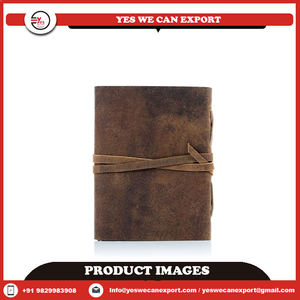 100% Genuine Leather Bound Diary Hardcover Vintage Style Wrap Flap Design Brown Color Sewing Binding 240 Pages <b>Notebook</b> With Pen - Product Image 6