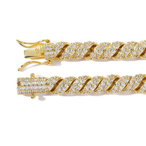 Direct Factory Supply Luxury Round Cut Moissanite Diamond Cuban Bracelet <b>for</b> <b>Men</b> and Women Available <b>for</b> Export Price - Product Image 2
