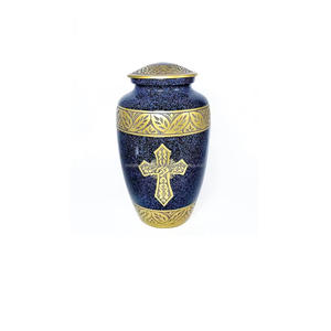 Urna de cremación de metal elegante y duradera para cenizas, urna conmemorativa de latón Premium, recuerdo funerario de tamaño adulto - Product Image 1