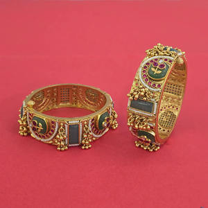 Available At Reasonable Price Antique Heritage <b>Bangles</b> With Matte Gold Plating 231354 - Product Image 1