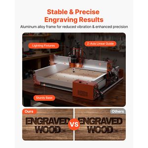 Machine de gravure et de fraisage CNC 3 axes 100W avec broche, zone de travail sur rail linéaire 15,75 x 15,75 x 3,74, pour gravure sur bois à petite échelle - Product Image 3