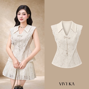 Women's Floral Lace <b>Sequin</b> Blouse Cap Sleeve Bow Tie Skinny Fit Woven Casual Spring Summer <b>Party</b> Wear Feminine <b>Top</b> MORNA - Product Image 1