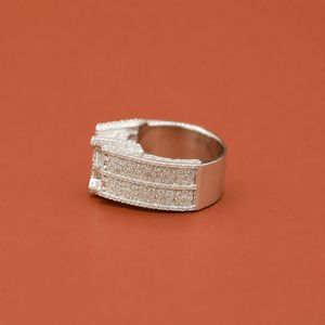 Anillo de Plata de Ley 925 con Incrustaciones de Moissanita VVS para Hombre, Diseño Moderno, Estilo Hip Hop - Product Image 3