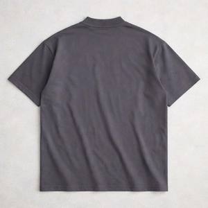 Men's Oversized Knitted Sporty <b>Mock</b> <b>Neck</b> Cotton T-Shirt Dark Gray Casual Streetwear Breathable Quick Dry Summer <b>Top</b> - Product Image 6