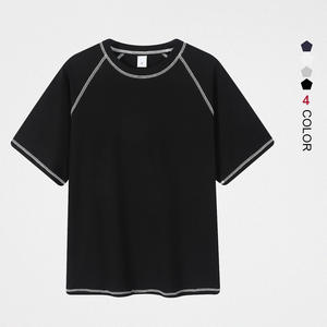 T-shirt OEM personnalisé en coton épais 280 g/m² pour homme, grande taille, épaules tombantes, coupe oversize, style boxy, court, uni - Product Image 1