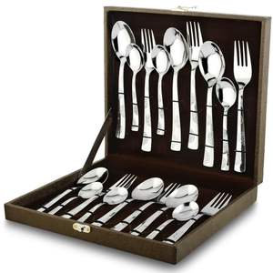 Ensemble de couverts plaqués or de luxe avec boîte, ensemble de couverts en acier inoxydable doré pour hôtel, ensemble de cuillères et fourchettes haut de gamme pour table à manger - Product Image 1