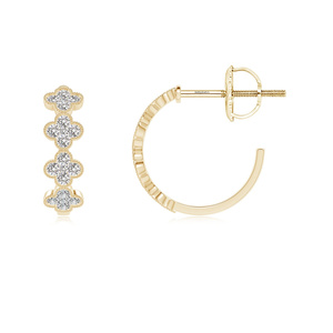Pendientes de Aro Abiertos Clásicos con Trébol de Cuatro Hojas y Diamantes Cultivados en Laboratorio, Oro de 10K, 14K, 18K y Plata de Ley 925, 935, Chapados en Rodio para Boda - Product Image 3