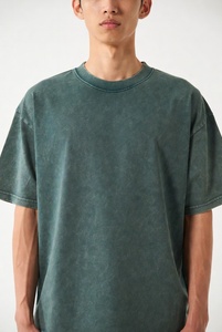 Camiseta Extra Grande de Tela Gruesa Personalizada, Lavada con Ácido, Desgastada, con Manga Corta Decorativa, Unisex - Product Image 2