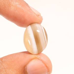 Cabujón ovalado de ágata blanca de Botsuana, piedra natural con bandas, suelta, para la fabricación de joyas, anillos y colgantes. - Product Image 1