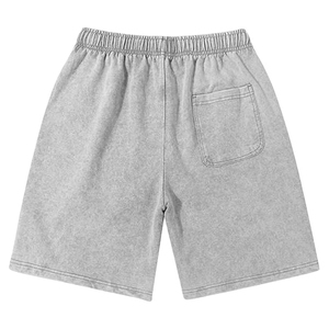 Pantalones Cortos Deportivos de Algodón con Cintura Elástica y Logotipo Personalizado para Hombre, Estilo Streetwear, Lavado Ácido - Product Image 3