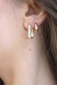 Solitaire Diamond Puffy Hoop Earrings 14K <b>Solid</b> <b>Gold</b> Minimalist Luxury Round Lab Grown Chunky <b>Huggies</b> Fine Jewelry Manufacturer - Product Image 4
