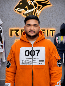 LATEST Fashion <b>Orange</b> Zipper <b>Hoodie</b> <b>Men</b> Oversized Streetwear Fleece Cotton Breathable Print Hooded Sweatshirt Autumn Style - Product Image 2