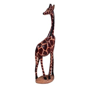 Figura de jirafa hecha a mano en madera de acacia - Esculturas de madera al por mayor de la India - Product Image 1