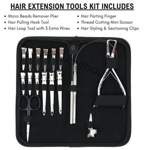 Kit completo de herramientas para extensiones de cabello: Alicates negros para prensar cuentas planas, herramienta de gancho, clips de seccionamiento, tijeras de precisión - Product Image 2