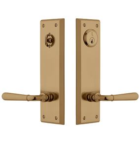 Manija de Palanca Doble para Puerta de Gabinete en Color Dorado Acero, Personalizable para el Hogar, con Barra de Privacidad y Cerradura - Product Image 1