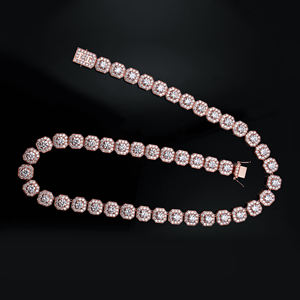 AMBER JEWELS T-492 Pulsera de Eslabones de Oro Sólido de 14K con Corte Brillante en Oro Rosa de Lujo, Certificada por IGI, Unisex, Moda Hip Hop - Product Image 2
