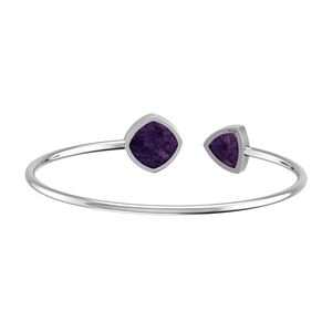 Premium High Finish 925 Sterling Silver Trendy Adjustable Bezel Set Charoite Tie Cushion Shape Cab Twister <b>Bracelet</b> Gift Women - Product Image 3