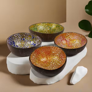 Venta al por mayor cuencos de coco de nácar artesanales de alta calidad para oficina, hogar, servir frutas, nueces, almacenamiento de llaves, Decoración de mesa - Product Image 2