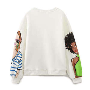 Camiseta Holgada de Manga Larga con Estampado Gráfico para Mujer, 100% Algodón Ecológico, Ligera, Cuello Redondo, Estilo Casual y Urbano - Product Image 3