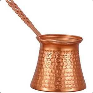 Cafetière turque de luxe en cuivre avec bande diamantée, Cezve Ibrik, cafetière expresso pour cuisinière, pot en cuivre poli avec longue poignée en métal - Product Image 3