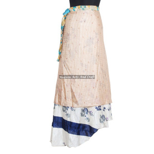 Jupe longue en soie vintage double couche pour femme, longueur 38 pouces, réversible, magique, 2 couches, vêtements pour femmes, grande taille - Product Image 1