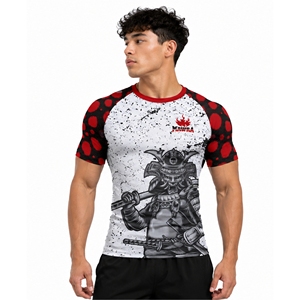Rashguard Mawra Samurai Personalizado al por Mayor para MMA y BJJ, Manga Corta, Ropa de Lucha, Transpirable, UPF50+, Secado Rápido, Unisex - Product Image 1